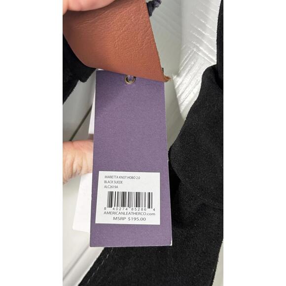 American Leather Co. Marietta Knot Hobo 2.0 Black Suede Shoulder Bag NWT $195 - Picture 9 of 9